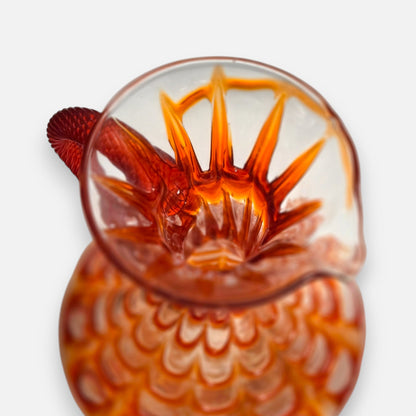 Empoli Lavorazione A Mano Toscano Fenicio Red And Clear Glass Jugs - Red/Clear