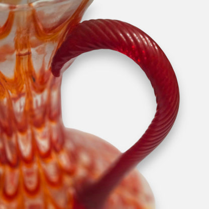 Empoli Lavorazione A Mano Toscano Fenicio Red And Clear Glass Jugs - Red/Clear