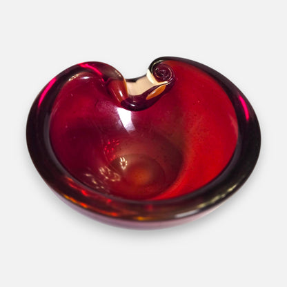 Murano Sommerso Red Glass Ashtray/Bowl - Ruby Red