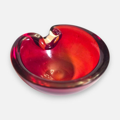 Murano Sommerso Red Glass Ashtray/Bowl - Ruby Red