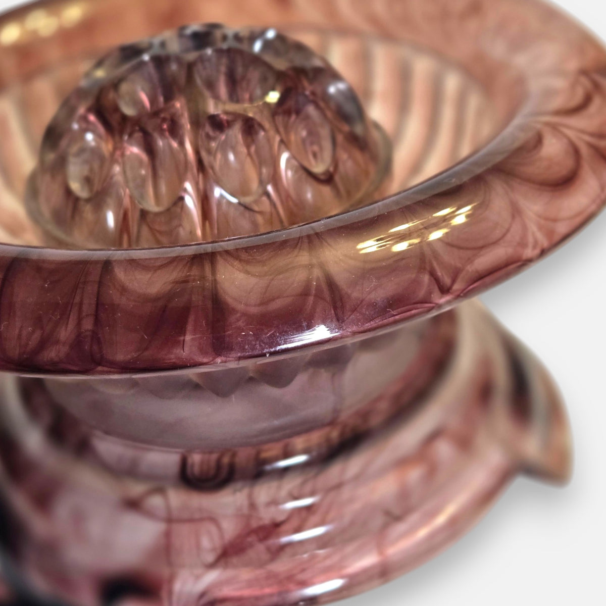 Davidson Art Deco Amethyst Purple Cloud Glass Flower Bowl - Amethyst