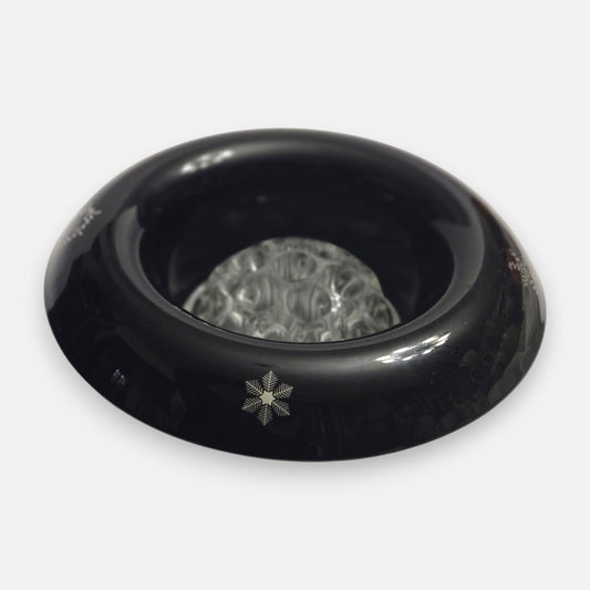 Bagley & Co Jetique Black Glass Posy Vase Bowl - Black