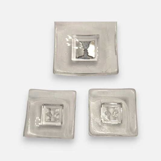Kosta Boda Trio Crystal Square Dishes - Clear