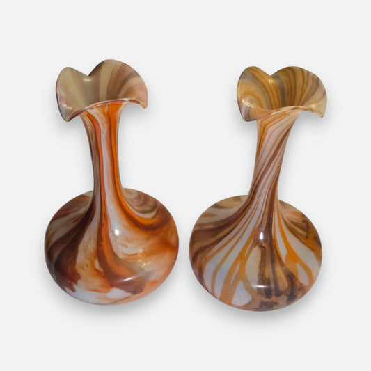 Empoli Orange & Brown Swirl Glass Vases - Multi