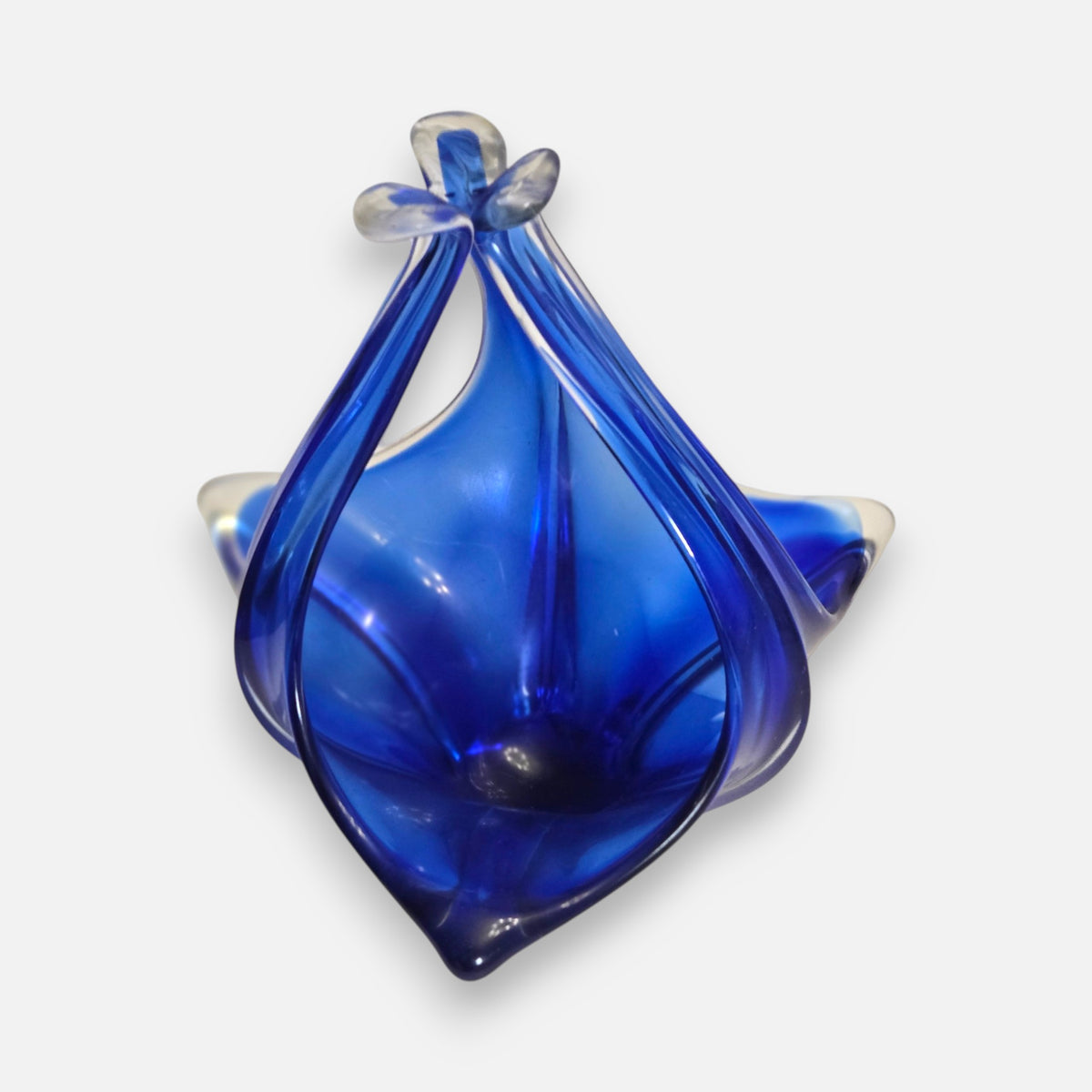 Murano Blue Glass Basket Bowl - Blue