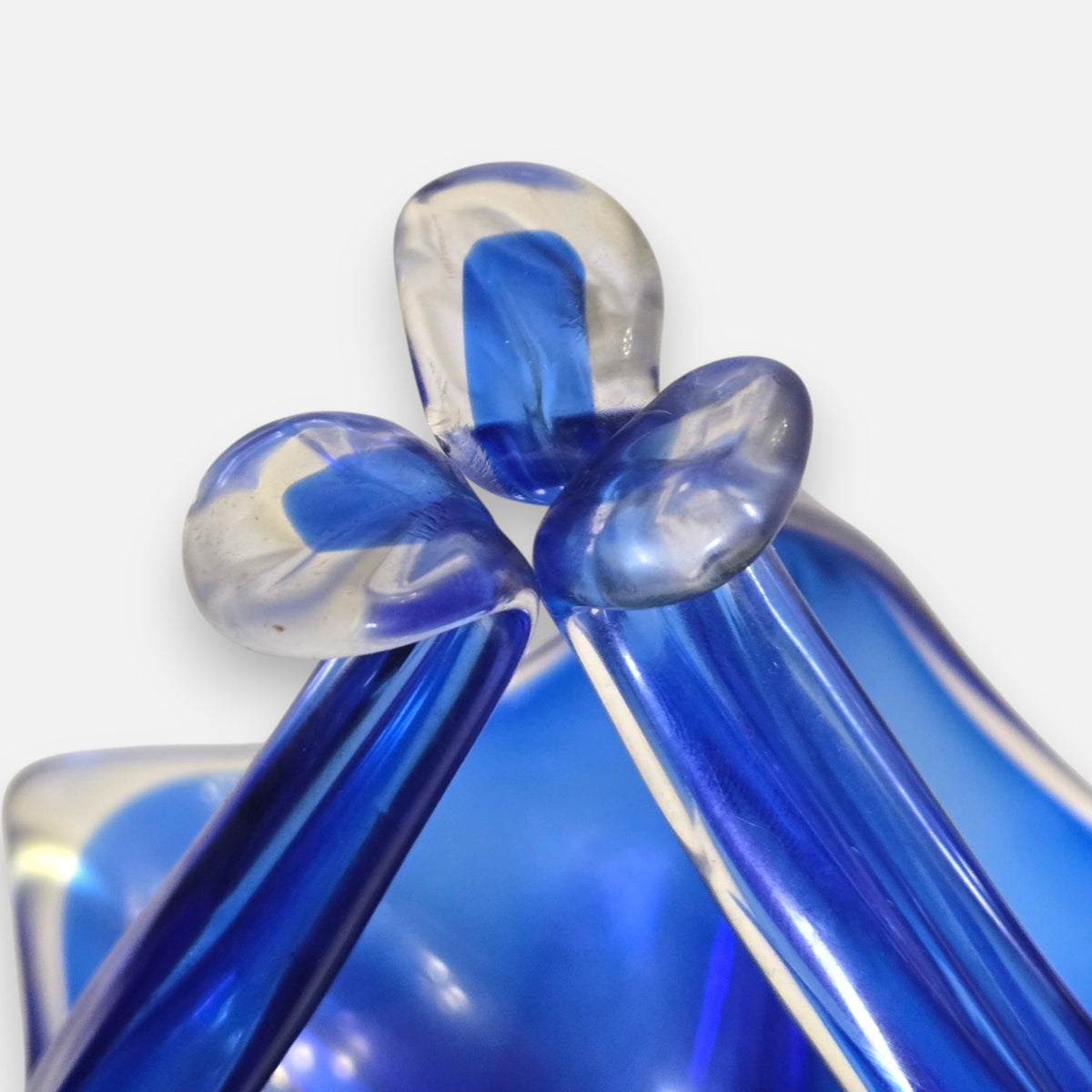 Murano Blue Glass Basket Bowl - Blue