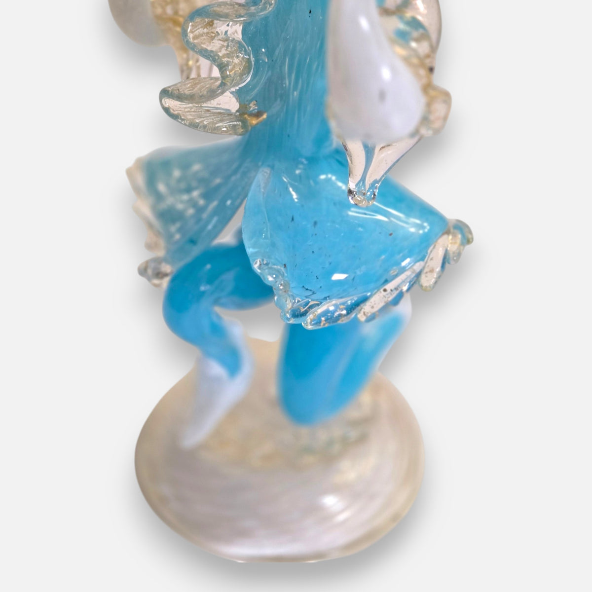 Murano Blue Glass Candle Holder Figurine - Blue
