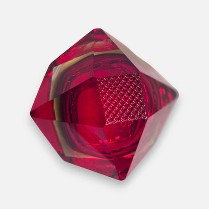 Murano Ruby Red Sommerso Geometric Glass Bowl - Ruby Red