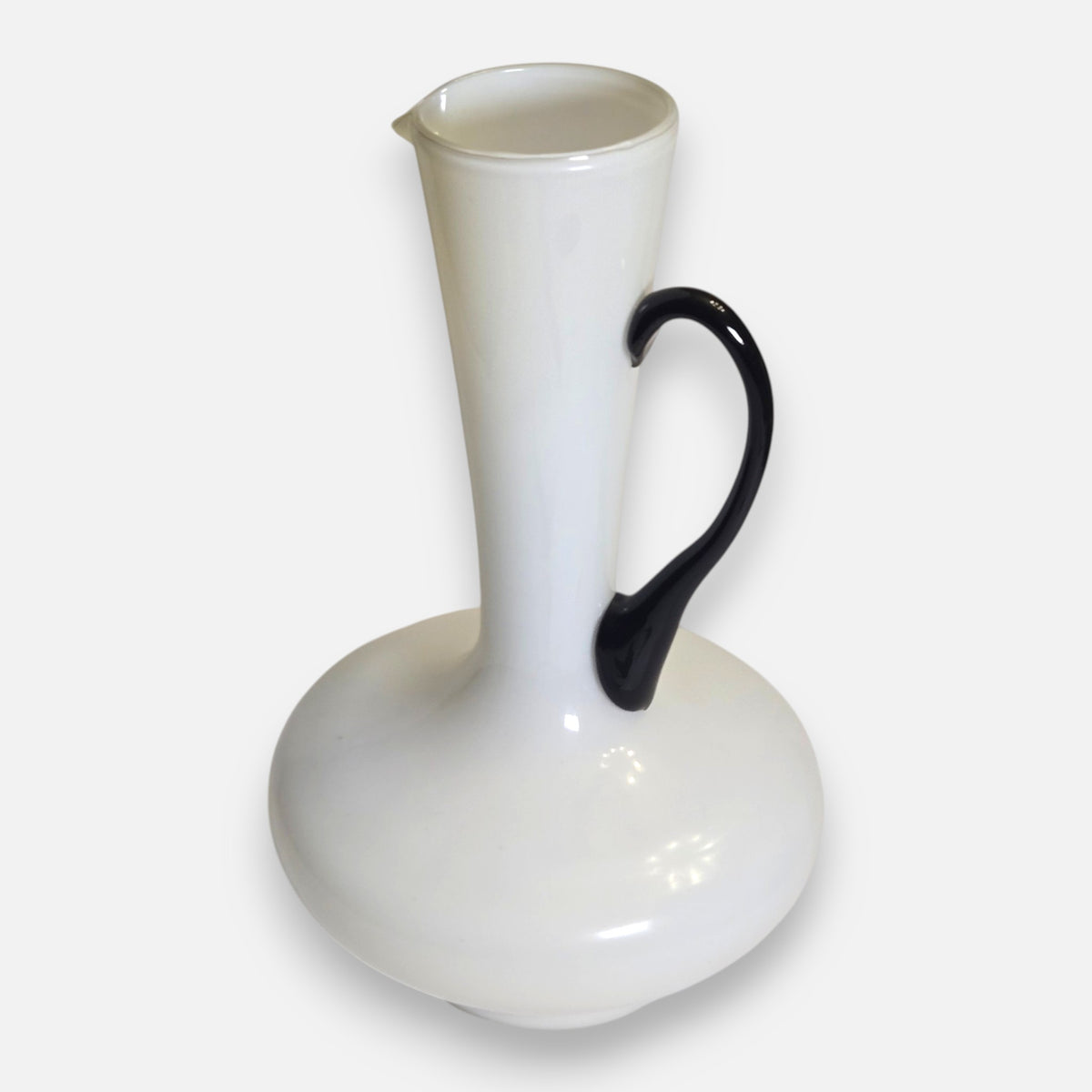 Empoli White And Black Glass Jug - White/Black