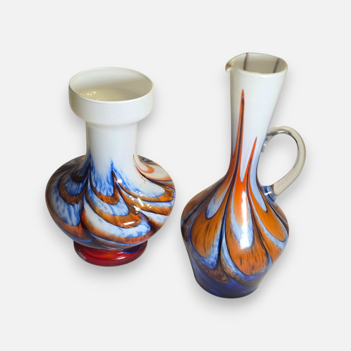Empoli Multi Coloured Swirled Glass Jug/Vase - Multi