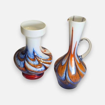 Empoli Multi Coloured Swirled Glass Jug/Vase - Multi