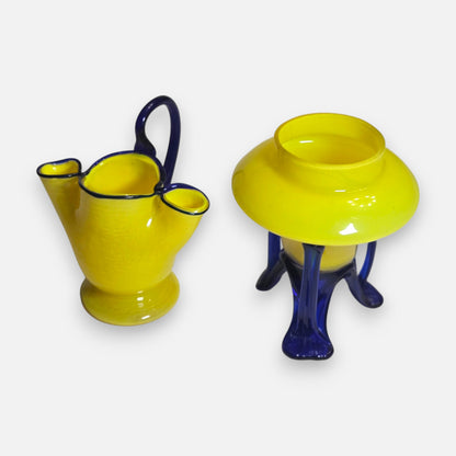 Bohemian Tango Glass Vases Retro Yellow And Blue - Yellow/Blue