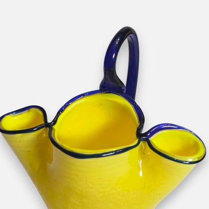 Bohemian Tango Glass Vases Retro Yellow And Blue - Yellow/Blue