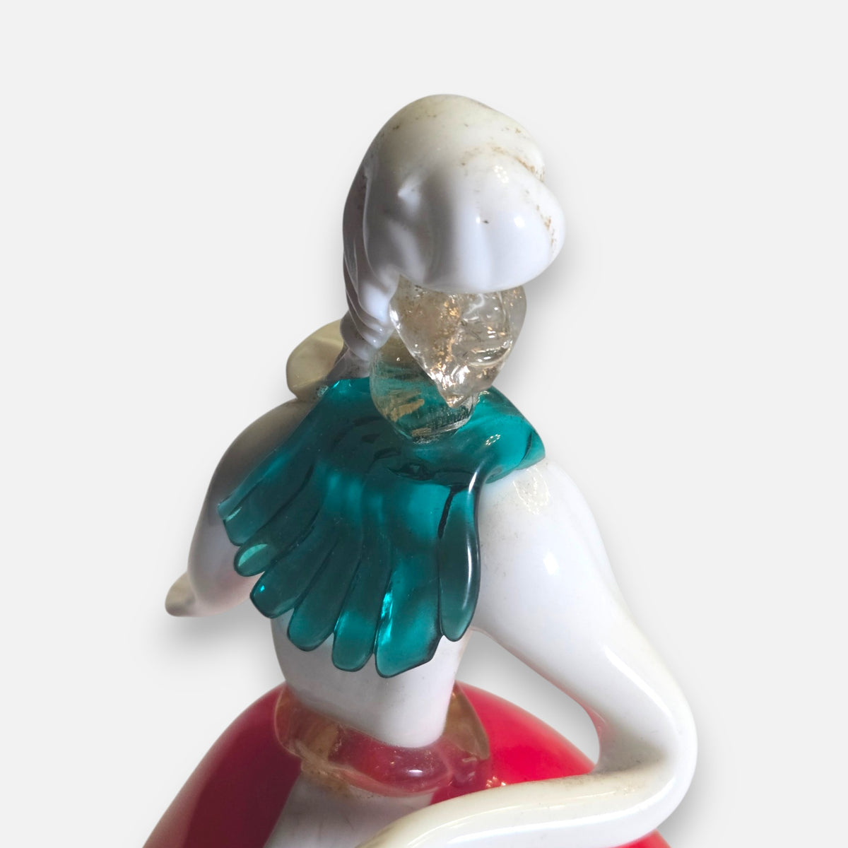 Murano Red And White Pair Glass Figurines - Red/White