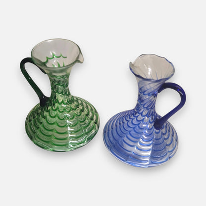 Empoli Vintage Green And Blue Clear Glass Jugs - Green/Blue