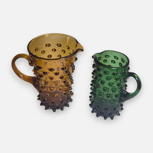 Empoli Hobnail Amber And Green Glass Water Jugs - Amber/Green