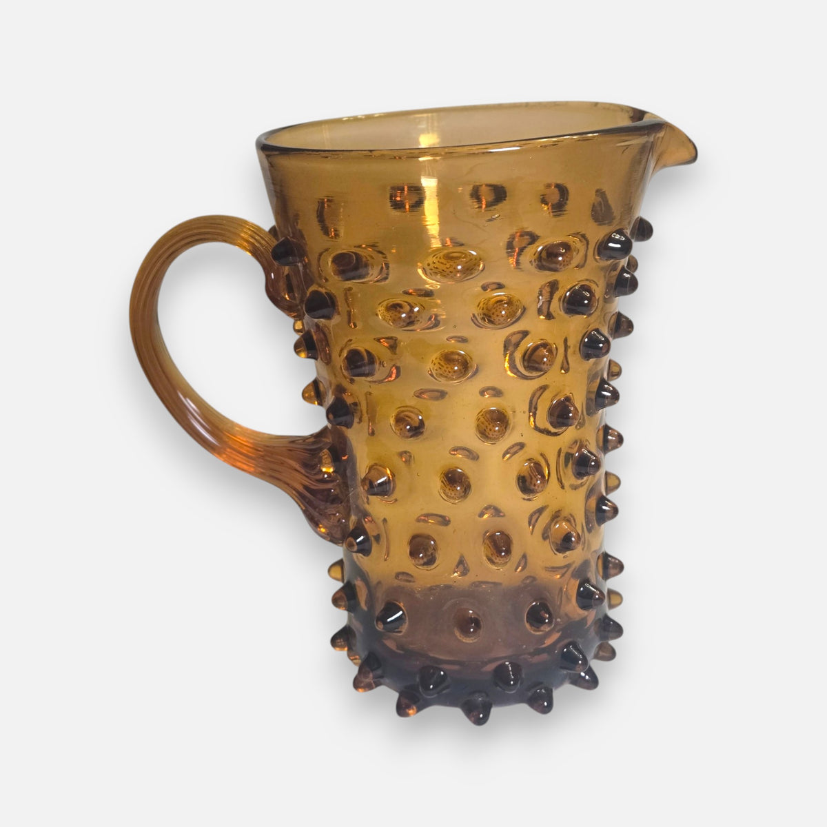 Empoli Hobnail Amber And Green Glass Water Jugs - Amber/Green