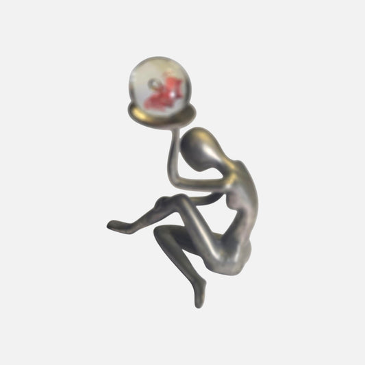 Art Deco Lady With Paperweight Murano - Silver