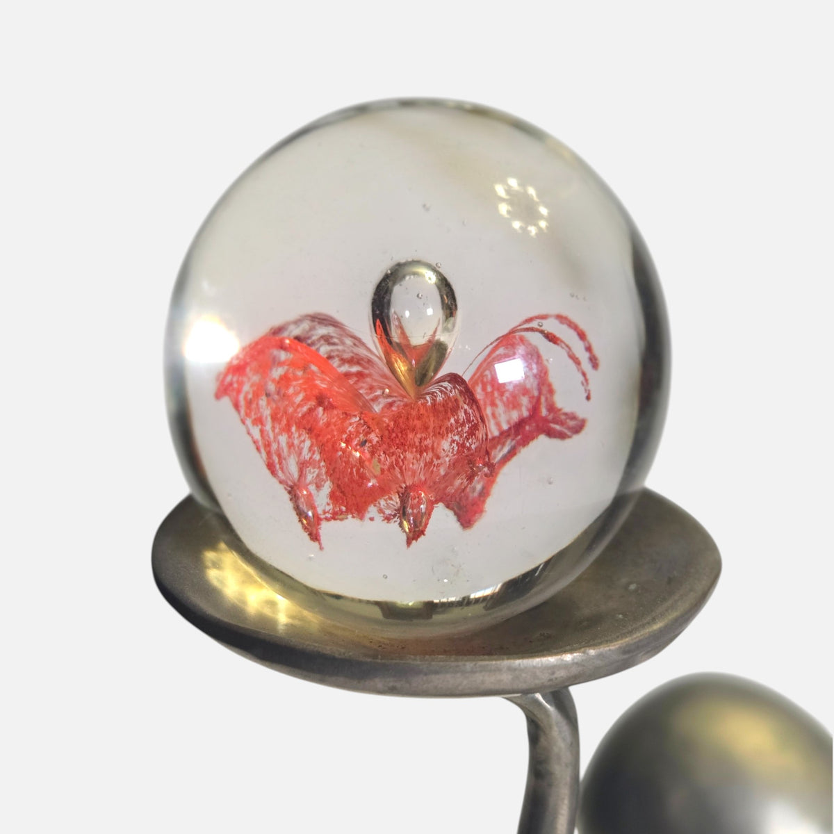 Art Deco Lady With Paperweight Murano - Silver