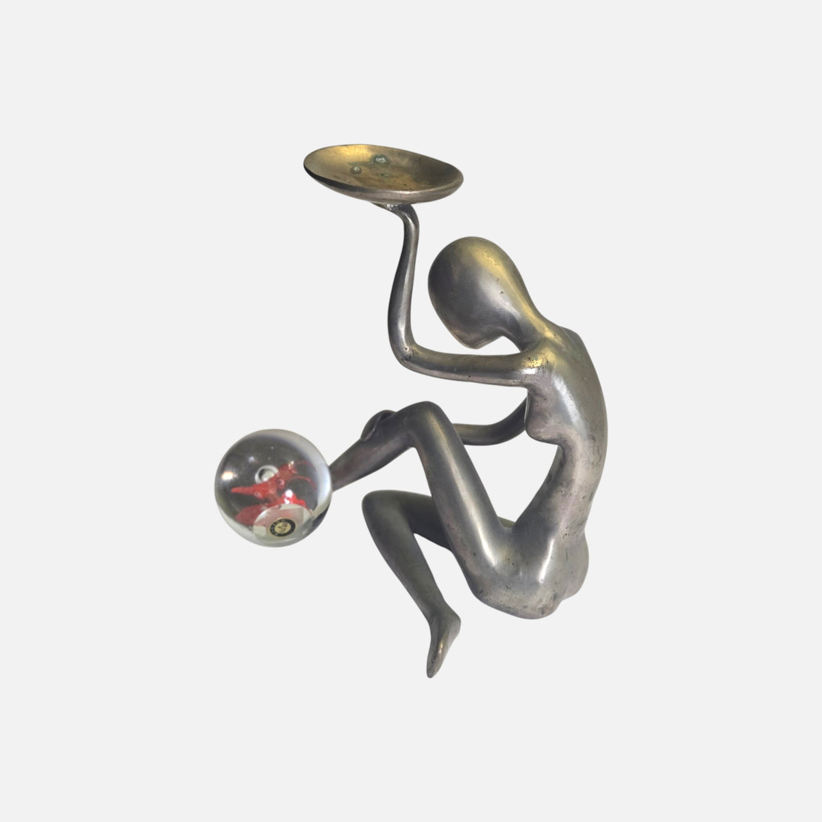 Art Deco Lady With Paperweight Murano - Silver