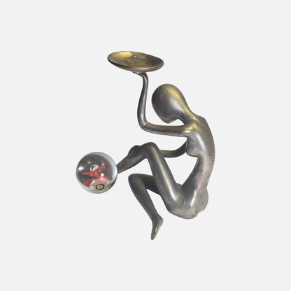 Art Deco Lady With Paperweight Murano - Silver