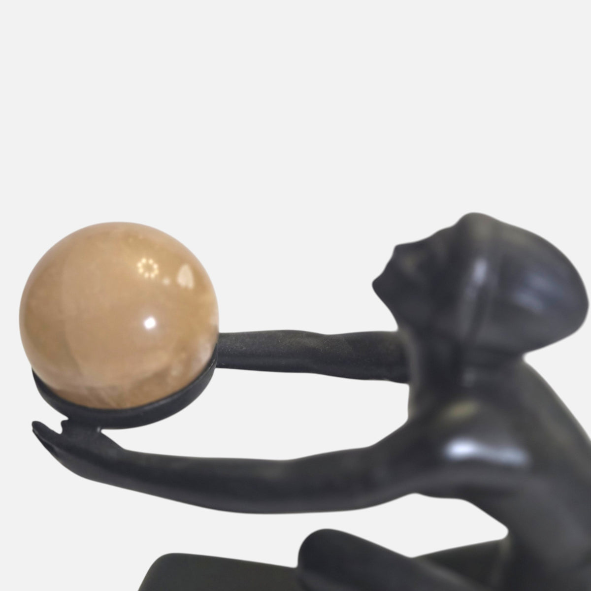 Art Deco Lady With Marble/Onyx Sphere - Bronze