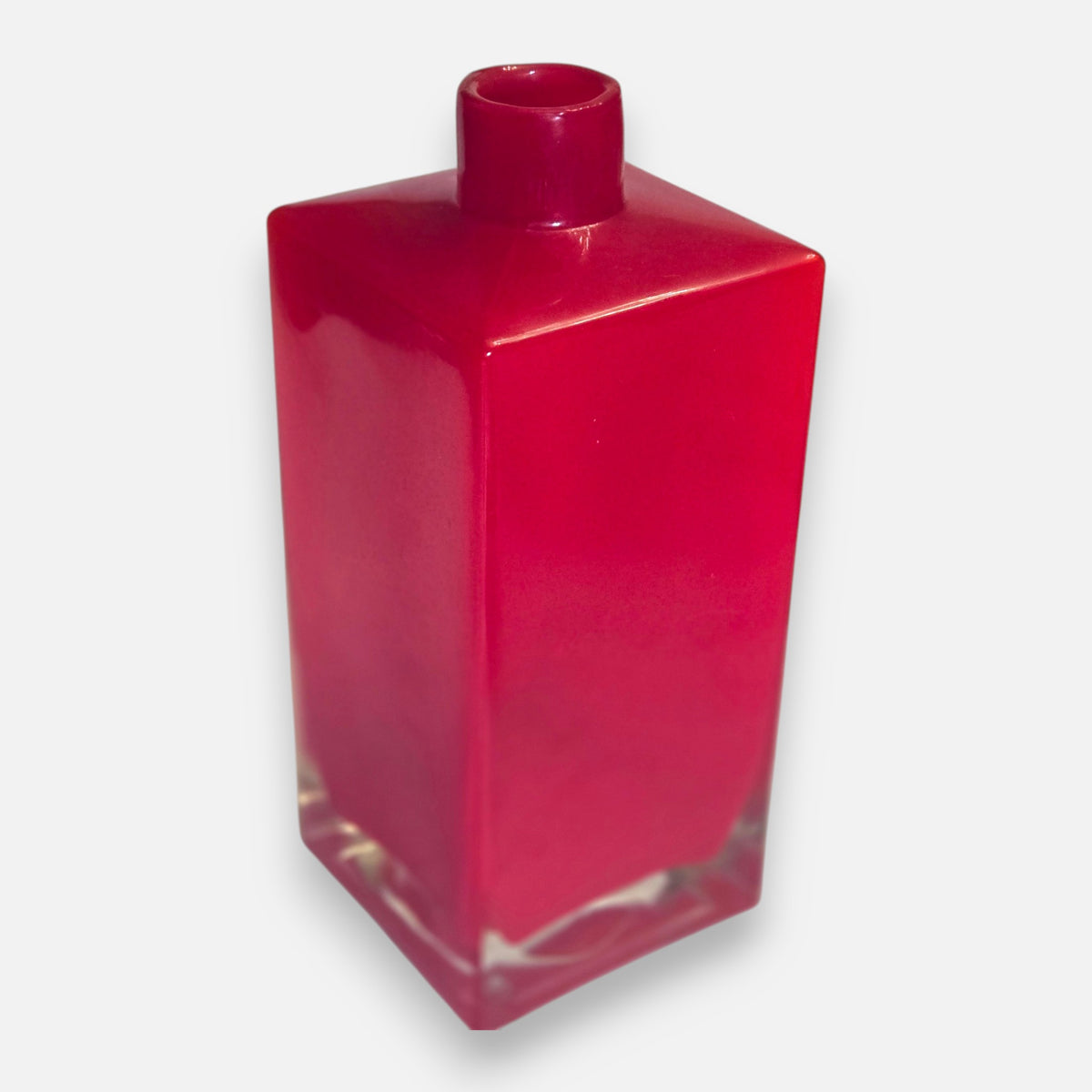 Vintage Ruby Red Square Bottle And Bud Vases - Ruby Red