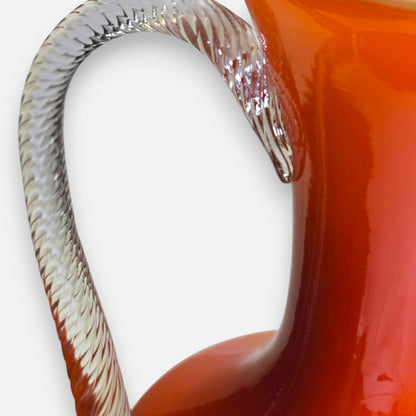 Empoli Vintage Pair Orange Glass Jugs - Orange
