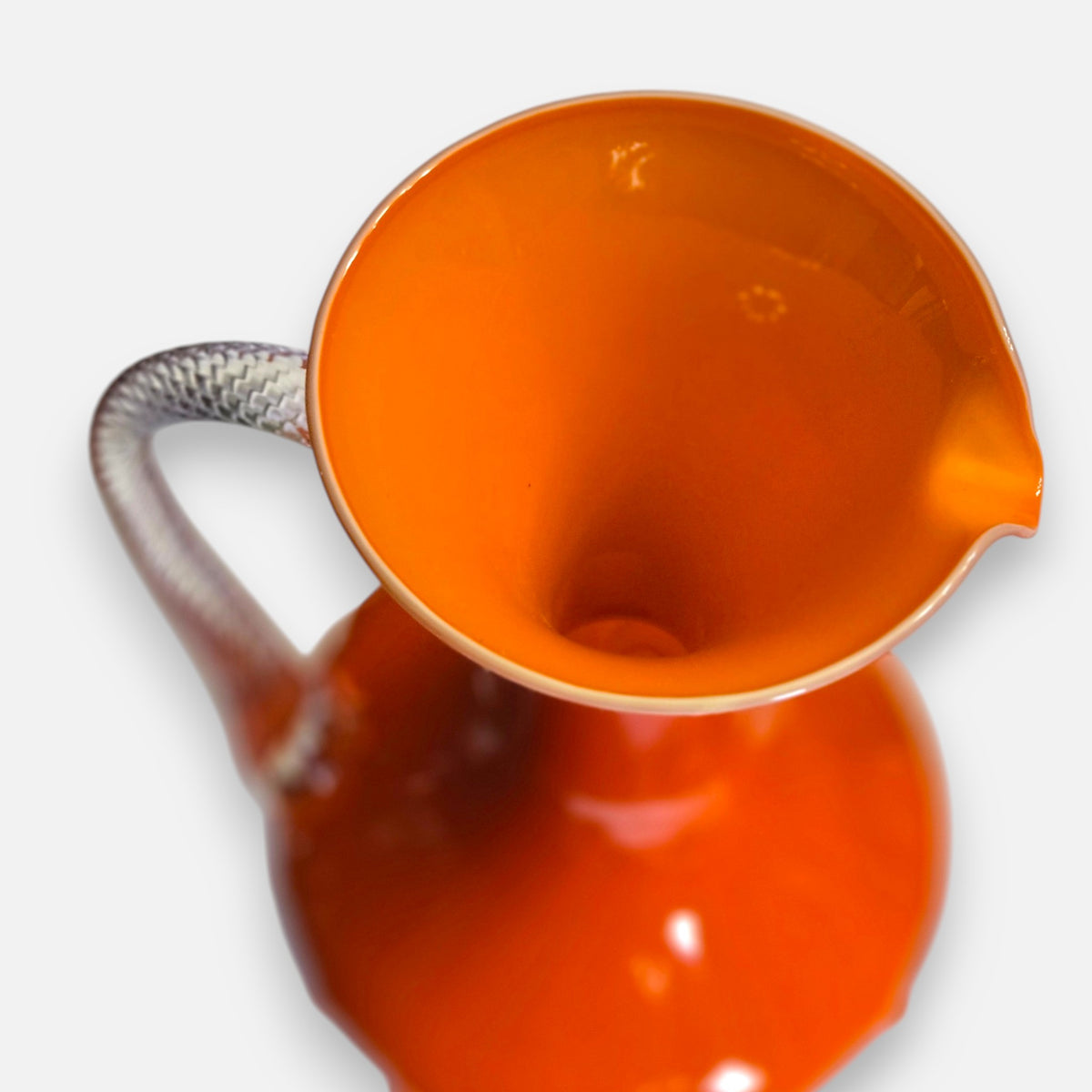 Empoli Vintage Pair Orange Glass Jugs - Orange