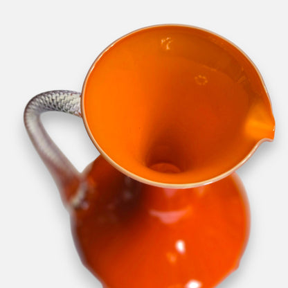 Empoli Vintage Pair Orange Glass Jugs - Orange