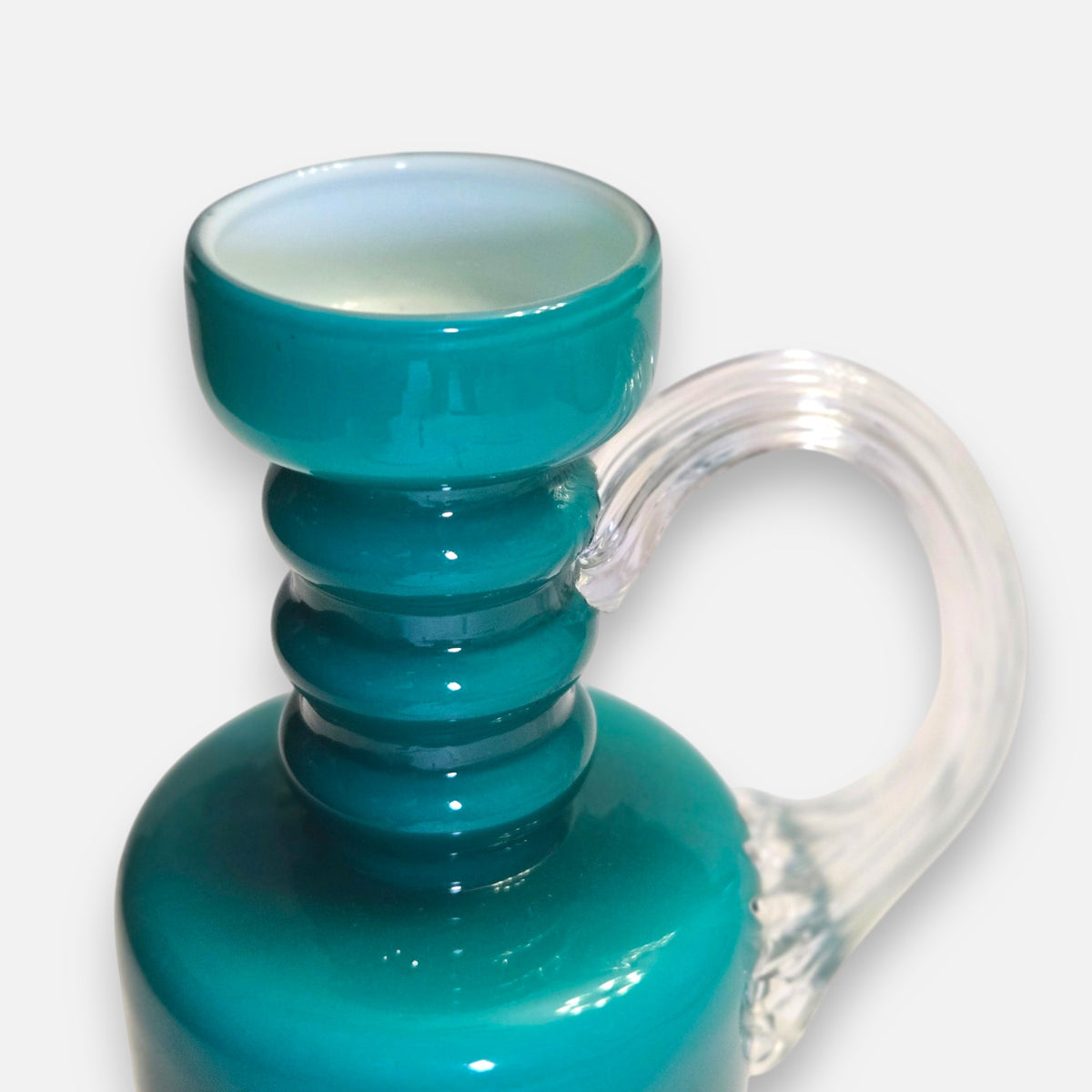 Opalina Fiorentina Vintage Teal Green Glass Jug - Teal Green