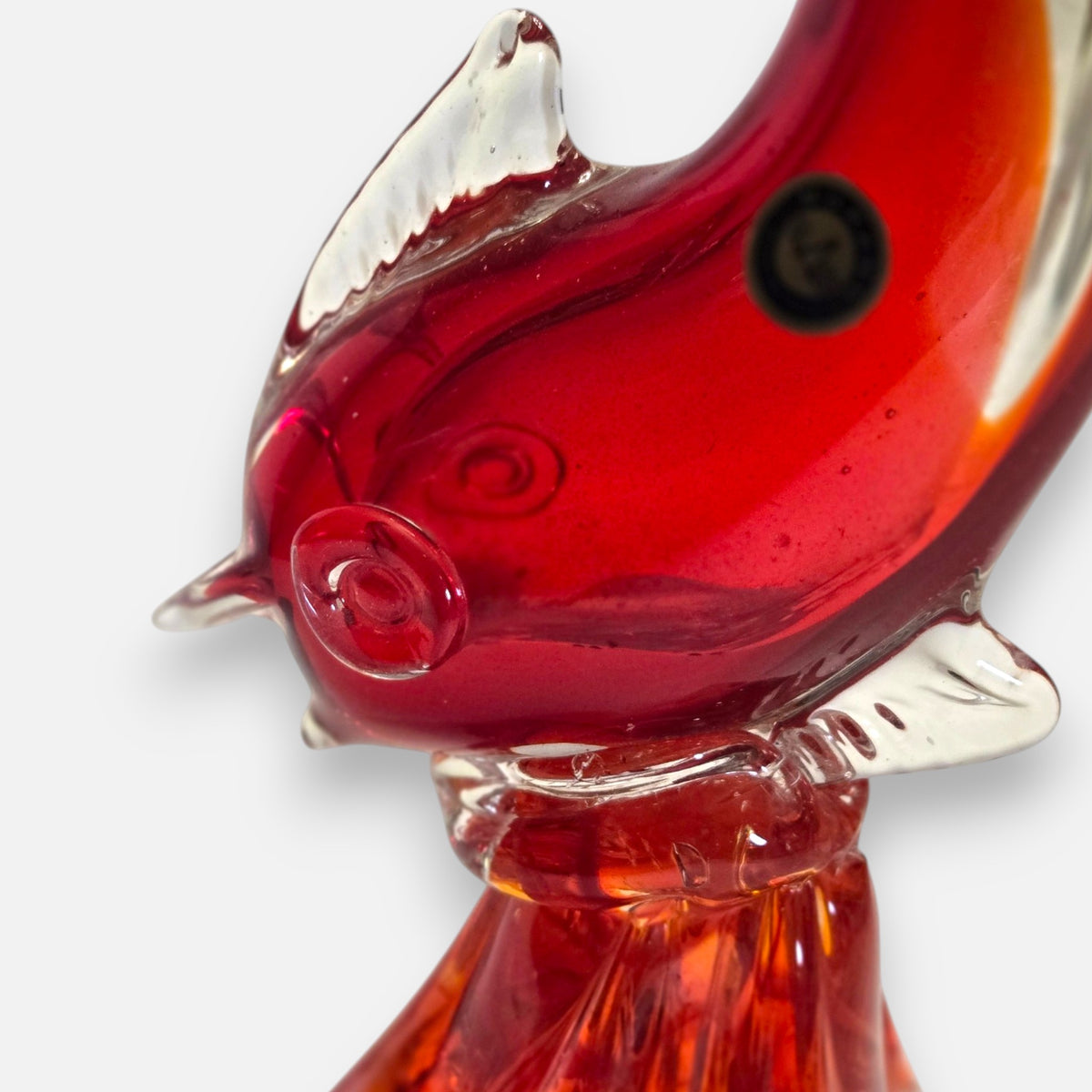 Murano Glass Red Fish Vase - Red