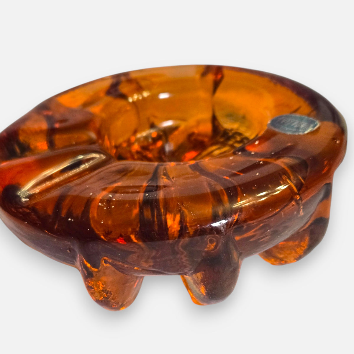 F Vittorio Amber Glass Ashtray - Amber