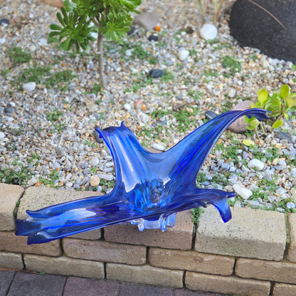 Murano Large Blue Glass Centerpiece Bowl - Blue