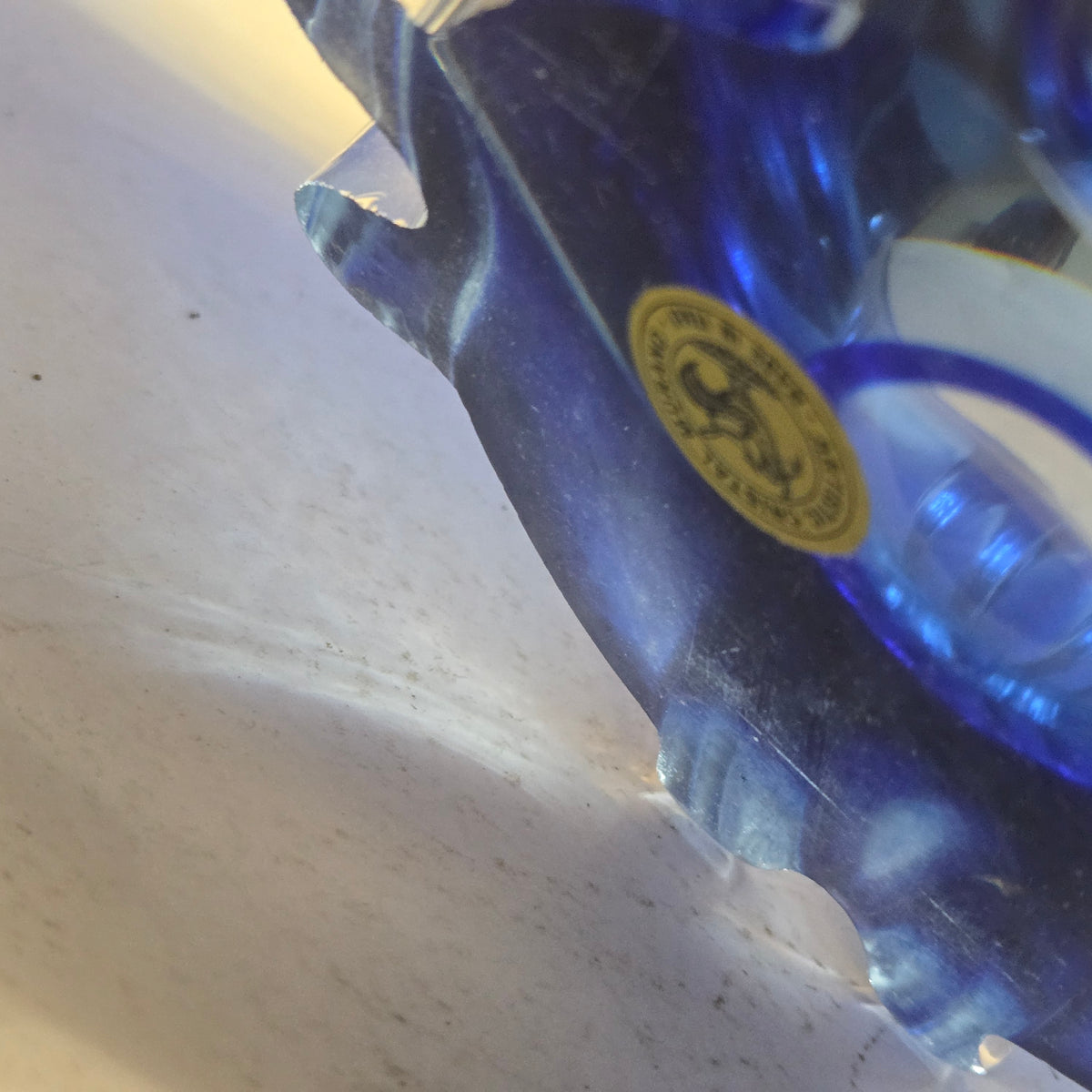 Murano Large Blue Glass Centerpiece Bowl - Blue