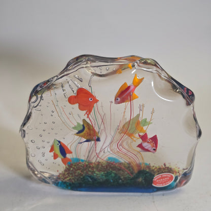 Murano Vintage Large Glass Aquarium Sculpture - Multi