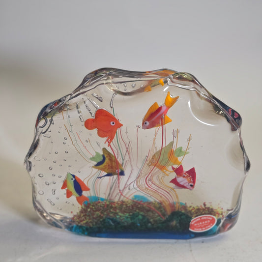 Murano Vintage Large Glass Aquarium Sculpture - Multi