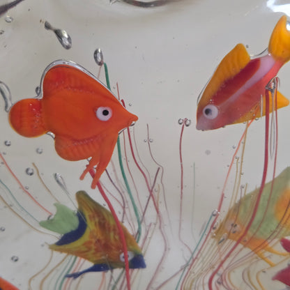 Murano Vintage Large Glass Aquarium Sculpture - Multi