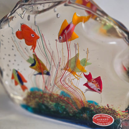 Murano Vintage Large Glass Aquarium Sculpture - Multi