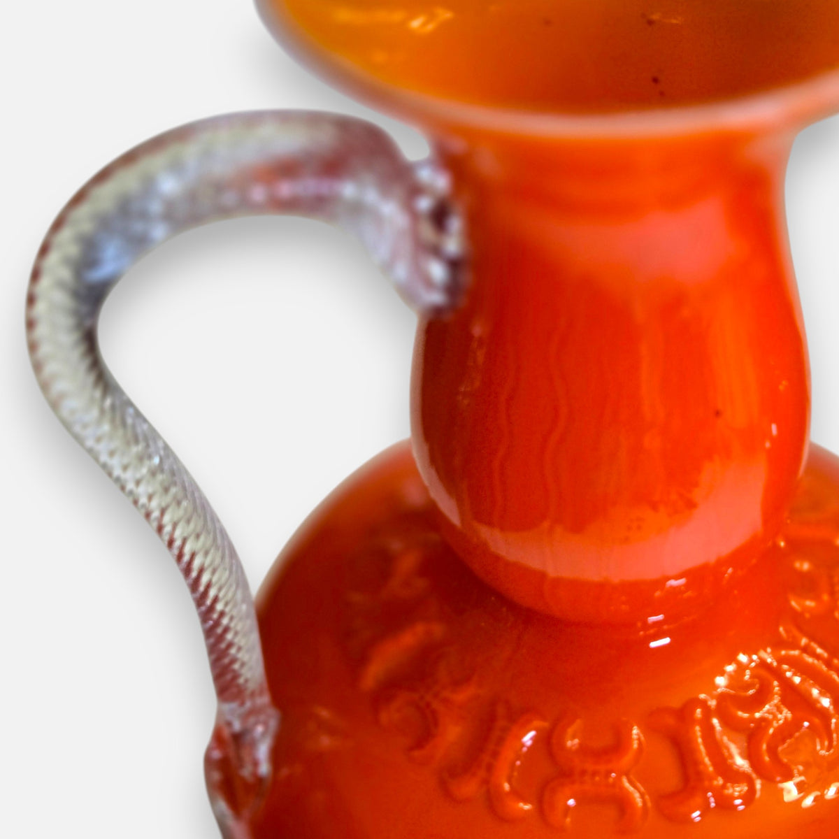 Empoli Vintage Two Orange Glass Jugs - Orange