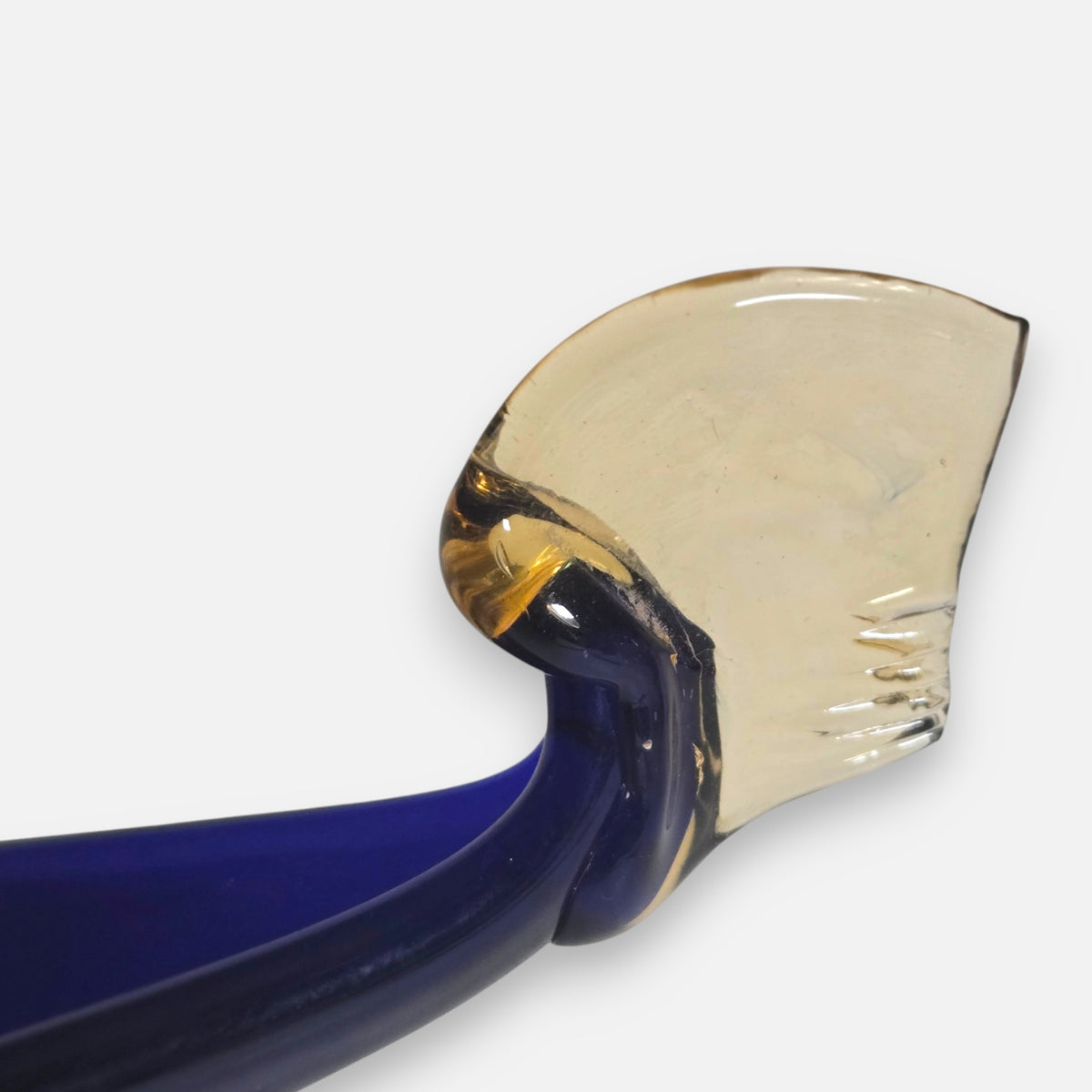 Murano Blue And Amber Colour Glass Gondola Ashtray Centrepiece - Blue/Amber