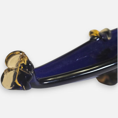 Murano Blue And Amber Colour Glass Gondola Ashtray Centrepiece - Blue/Amber