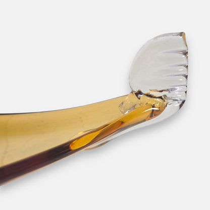 Murano Vintage Amber Colour Glass Gondola Ashtray Centrepiece - Amber