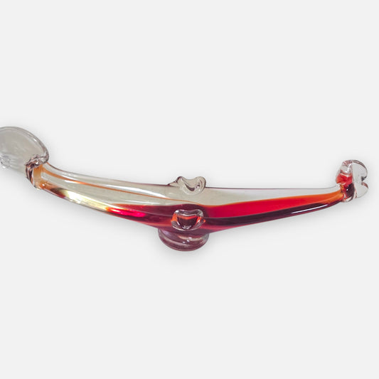 Murano Vintage Red Colour Glass Gondola Ashtray Centrepiece - Red