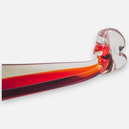 Murano Vintage Red Colour Glass Gondola Ashtray Centrepiece - Red