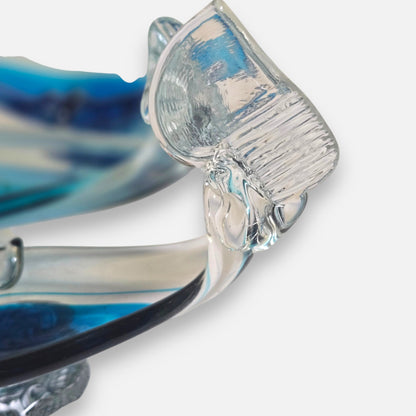 Murano Three Piece Blue Colour Glass Gondola Ashtray Centrepiece - Blue