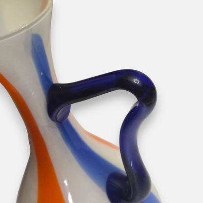 Empoli Vintage Orange And Blue Swirls Glass Jug - Orange/Blue