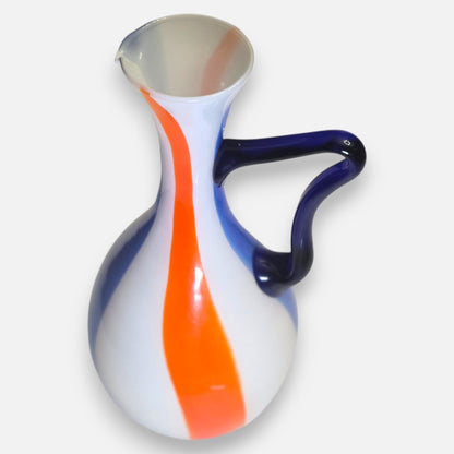 Empoli Vintage Orange And Blue Swirls Glass Jug - Orange/Blue