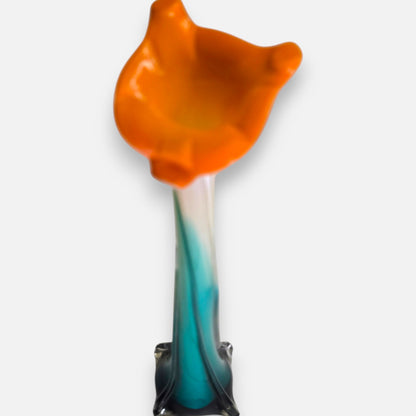 Jack In The Pulpit Italian Blue And Orange Stem Vase - Blue/Orange