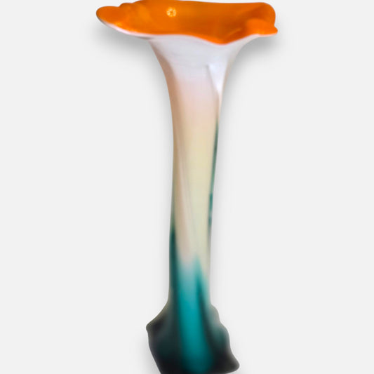 Jack In The Pulpit Italian Blue And Orange Stem Vase - Blue/Orange